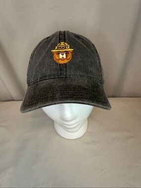 Smokey the Bear distressed gray denim baseball hat cap adjustable NWT fire fires